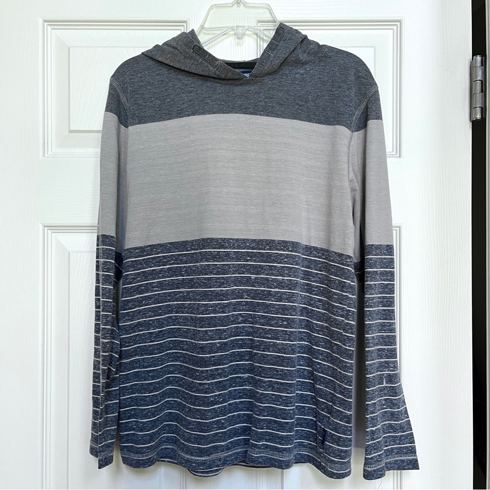 NWOT Univibe Gray & Blue Striped Hoodie – Boys XL (14/16)